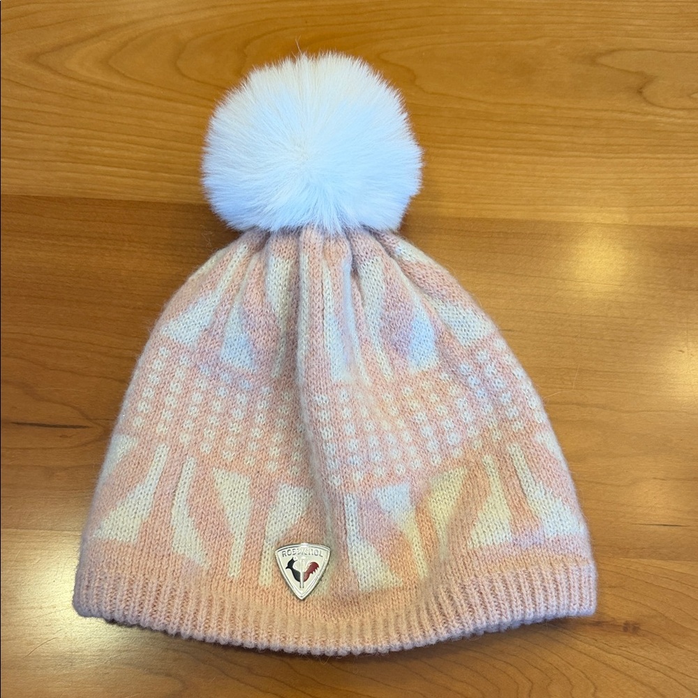 Rossignol Soft Pink and White womens Beanie